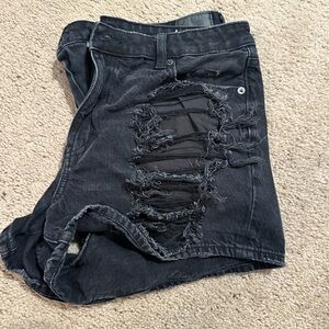 American Eagle Outfitters Black Distressed Jean Shorts